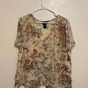 Lane Bryant Multicolor Floral Ruffle Blouse